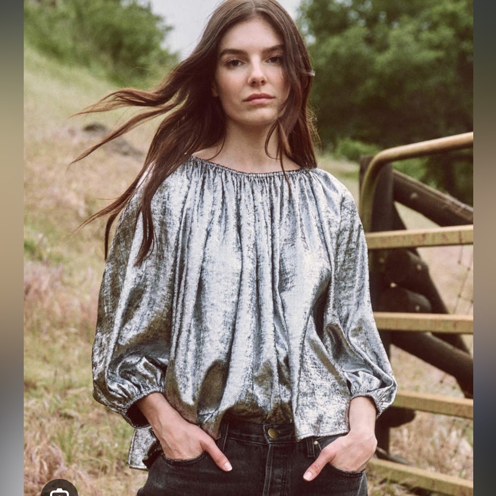 The Great. Palmette Top in silver Sz 1- versatile sizing, can fit S-XL.